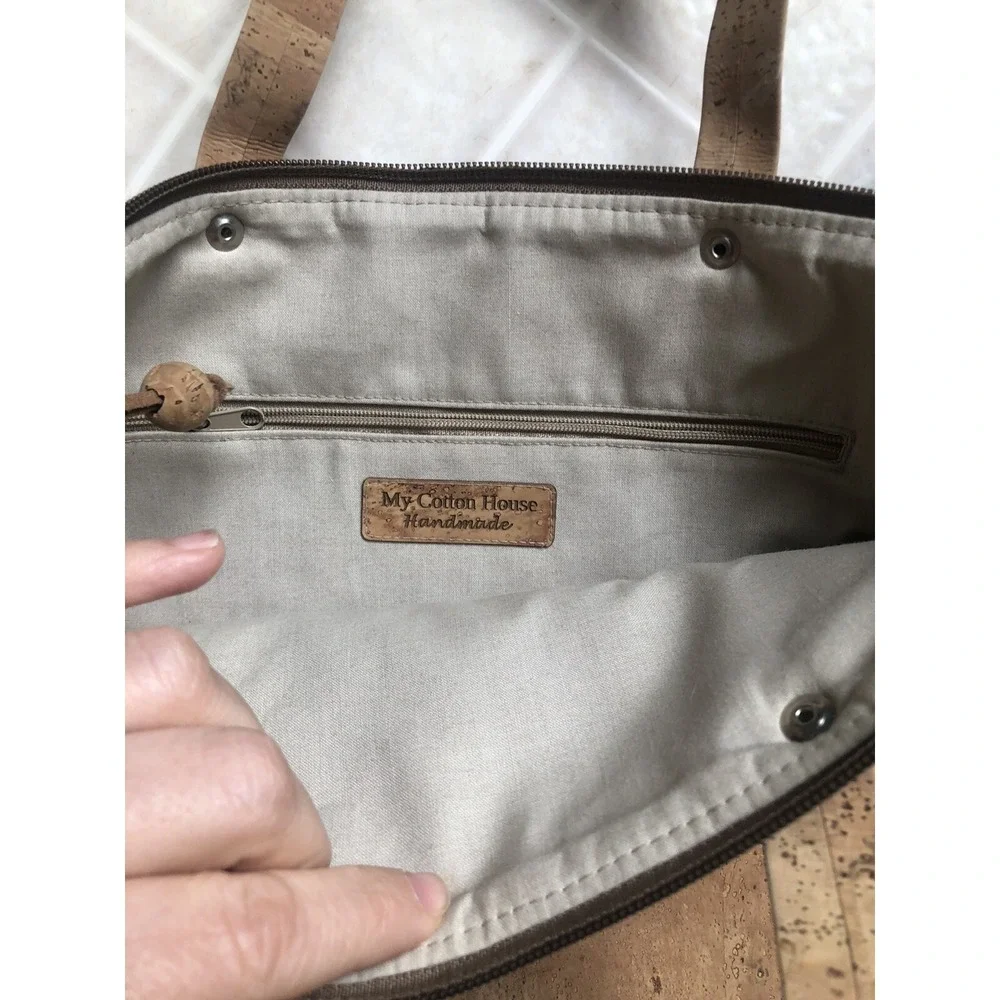 Harris Tweed 100% Pure Wool Scotland Blue Tan‎ Plaid  Wool Handbag Zip Closure